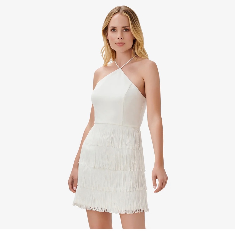 Aidan Mattox White Fringe Dress Size 4